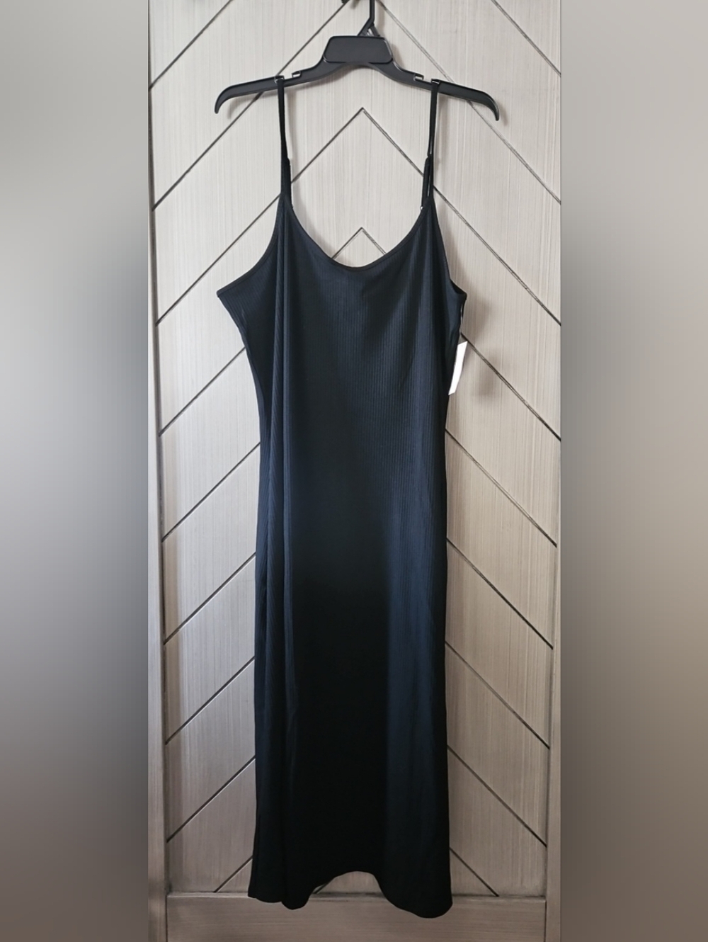 a new day Black Ribbed Maxi Slip Dress